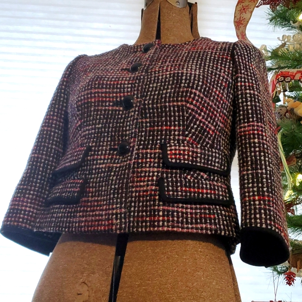 Ann Taylor Loft petites sz6P cropped tweed blazer